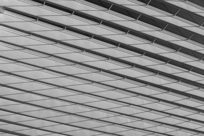 Liège-Guillemins TGV-Bahnhof (Calatrava 2009) Detail der Nord-Empore